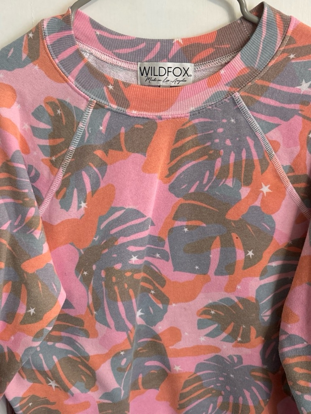 Wildfox Kids Pink Orange & Gray Tropical Leaf Pajama Top